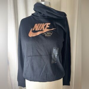 NIKE - Black Sweatshirt w/ Rose Gold and Inverted Gold Logo - Hoodie